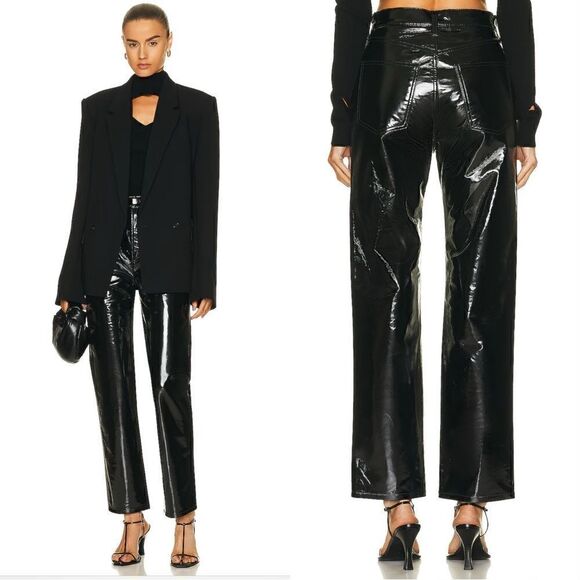 AGOLDE Recycled Patent Leather 90's Pinch Waist Pants - Picture 1 of 11